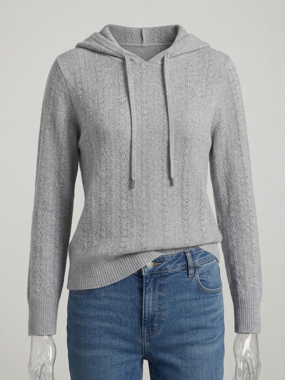 Saint John's Bay Active Light Gray Cable Hoodie